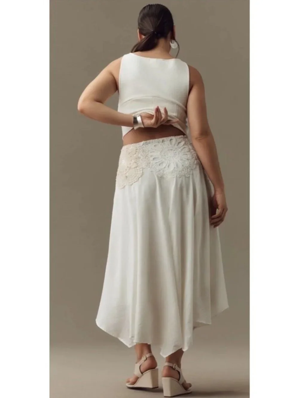 NWT 6P Anthropologie Crafted Crochet Skirt Lace Applique Lined - Picture 3 of 16